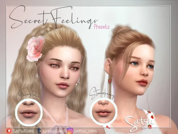 Mix Secret Feelings Lip Presets - The Sims 4 custom content