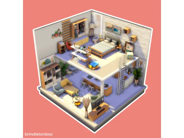 Maxis Match MODERN TINY LOFT by simsfinds - The Sims 4 Custom Content