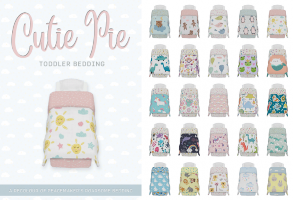 Maxis Match Cutie Pie Toddler Bedding sims4 by simsfinds - The Sims 4 Custom Content
