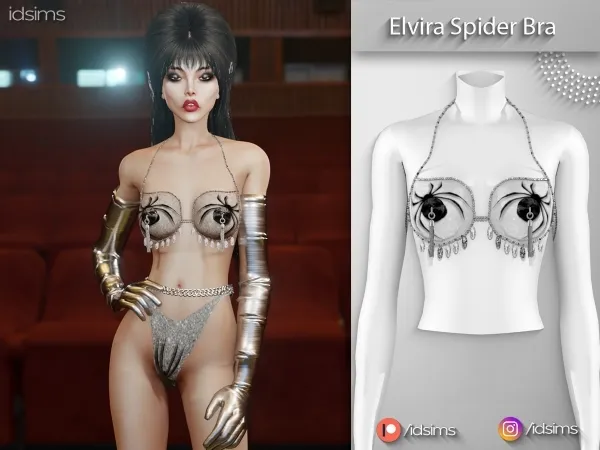 Alpha Elvira Chain Bra by polygoncouture - The Sims 4 custom content