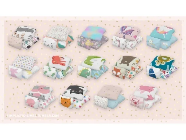 Maxis Match Pillows Cutie Pie Kids Room Set by simsfinds - The Sims 4 Custom Content