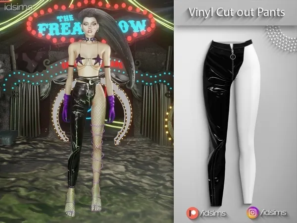 Alpha Ninyl Cut out Pants by polygoncouture - The Sims 4 Custom Content