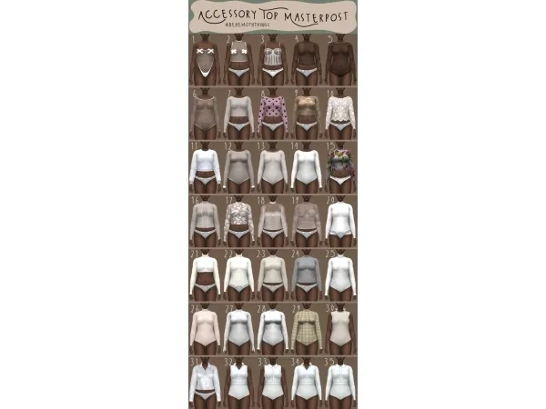 Maxis Match Accessory Top Masterpost Part II : mesh+long sleeve+collars by simsfinds - The Sims 4 custom content