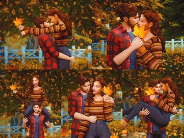 Alpha Starry x Katverse Autumn Couple Poses - The Sims 4 Custom Content