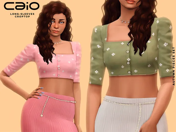 Maxis Match Long Sleeves Croptop by caio-cc - The Sims 4 Custom Content