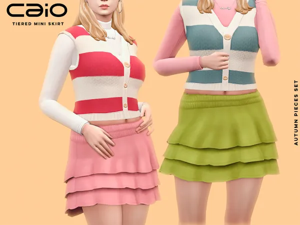 Maxis Match Tiered Mini Skirt by caio-cc - The Sims 4 Custom Content