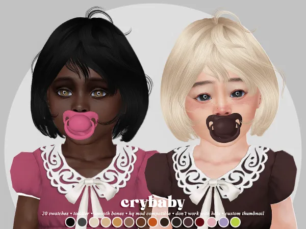 Alpha crybaby habibi hair (newsea) toddler f by crybaby - The Sims 4 Custom Content