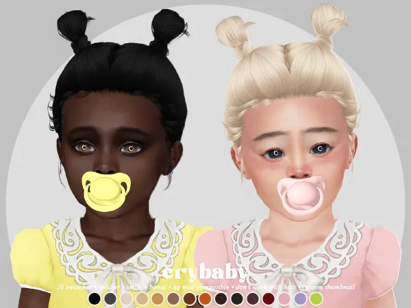 Alpha crybaby millennium hair v2 (newsea) toddler f by crybaby - The Sims 4 Custom Content