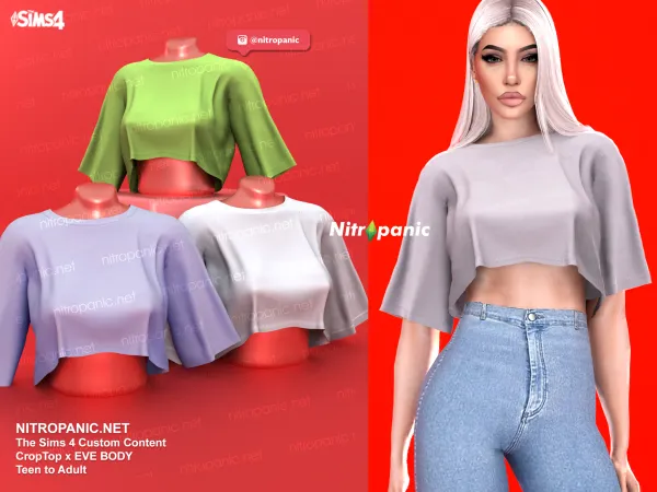 Alpha Crop Top by nitropanic - The Sims 4 Custom Content
