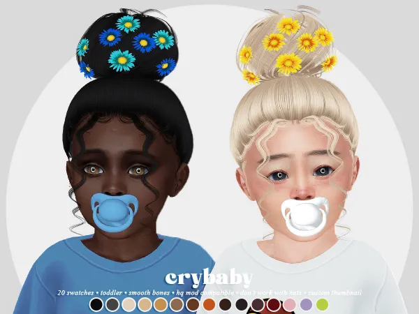 Alpha crybaby lola hair flowers acc (leahlillith) toddler f by crybaby - The Sims 4 Custom Content