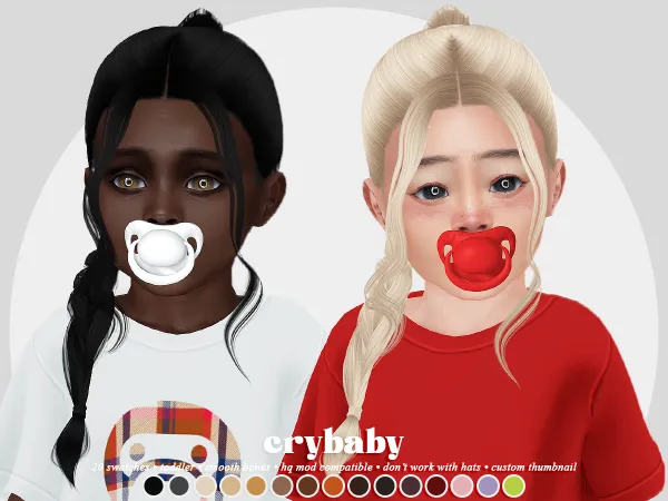 Alpha crybaby farah hair (leahlillith) toddler f by crybaby - The Sims 4 Custom Content
