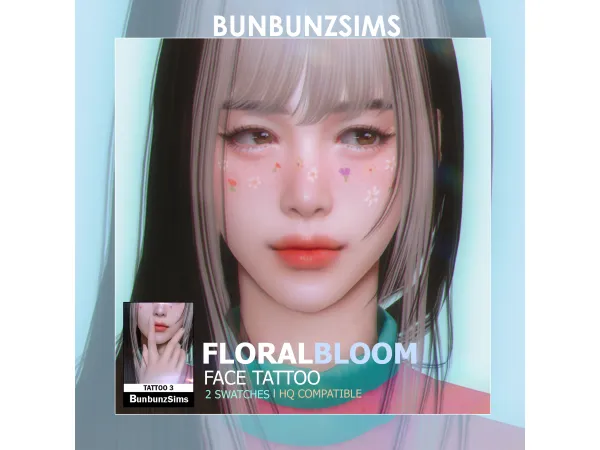 Mix Floral bloom face tattoo ✿ by simsfinds - The Sims 4 custom content