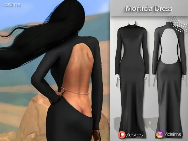 Alpha Mortícia Dress - The Sims 4 Custom Content