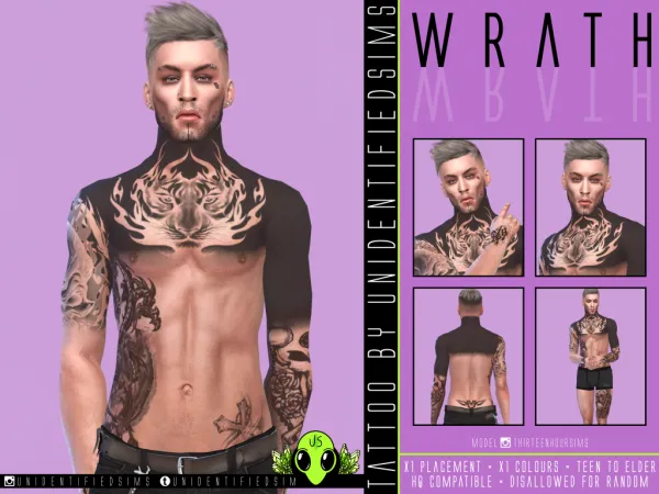 Mix Wrath Tattoo by unidentifiedsims - The Sims 4 Custom Content