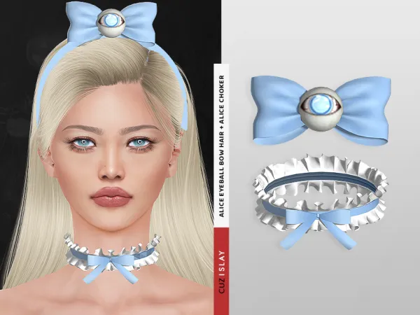 Alpha Alice Hair Bow Choker by cuzislay - The Sims 4 Custom Content