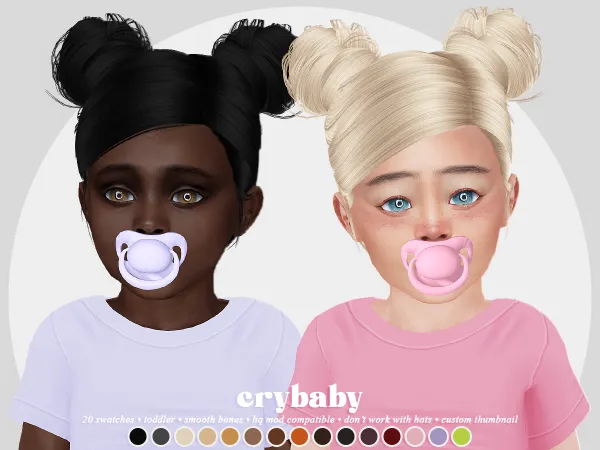 Alpha crybaby double buns hair (s club) toddler f by crybaby - The Sims 4 Custom Content