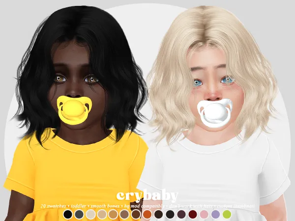 Alpha crybaby lilis hair (s club) toddler f - The Sims 4 Custom Content
