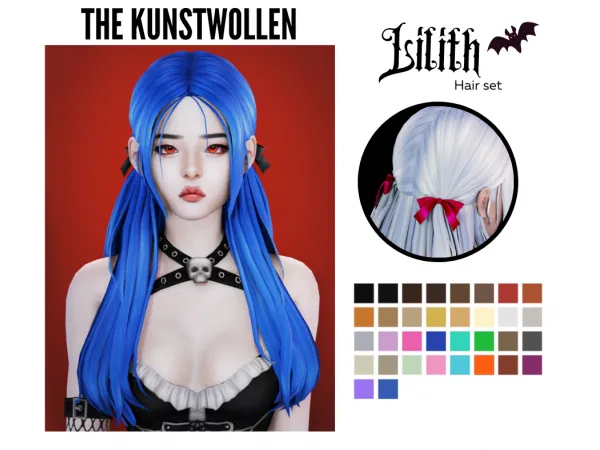 Maxis Match Lilith hair set by The_Kunstwollen - The Sims 4 Custom Content