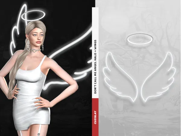 Alpha Don't Call Me Angel Halo Wings by cuzislay - The Sims 4 Custom Content