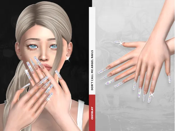 Alpha Don't Call Me Angel Nails by cuzislay - The Sims 4 Custom Content