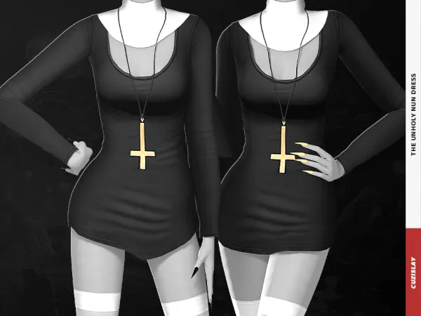 Alpha The Unholy Nun Dress - The Sims 4 Custom Content