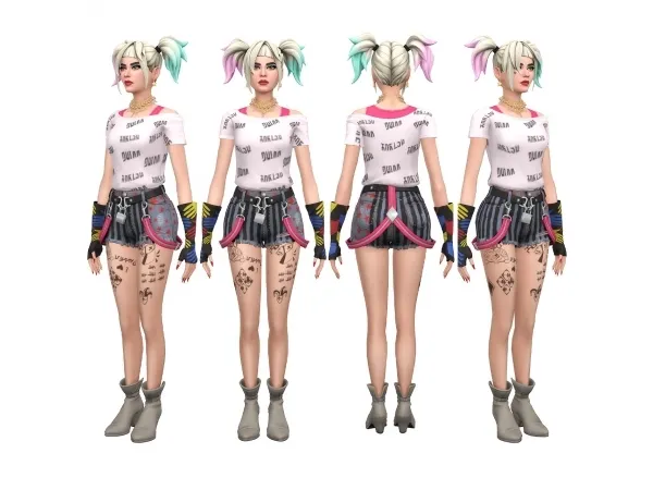 Mix Fortnite Harley Quinn Set ConversionEdit by simsfinds - The Sims 4 Custom Content