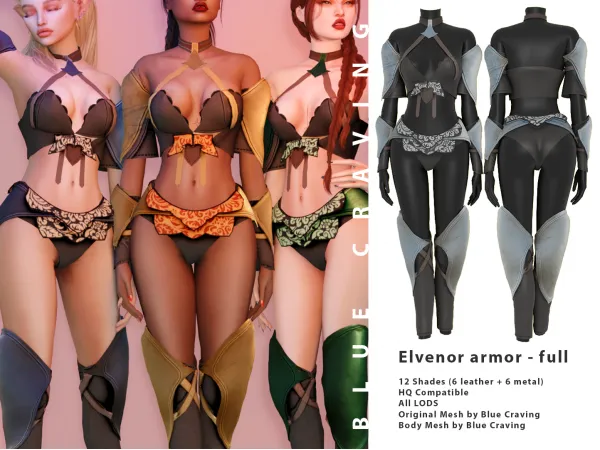 Alpha Elvenor Armor full outfit by bluecraving - The Sims 4 Custom Content