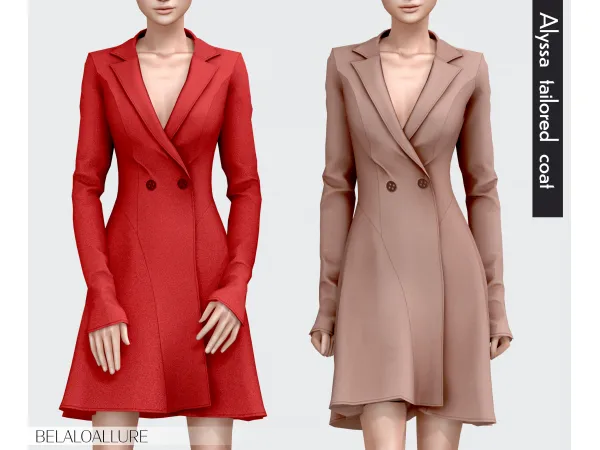 Alpha Alyssa tailored coat by simsfinds - The Sims 4 Custom Content