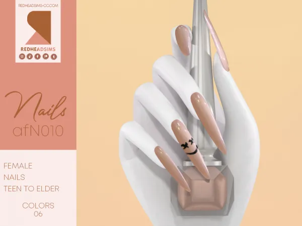 Alpha AF NAILS N010 by redheadsims - The Sims 4 Custom Content