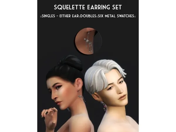 Maxis Match Squelette Earrings Set creamforbreakfast by simsfinds - The Sims 4 Custom Content