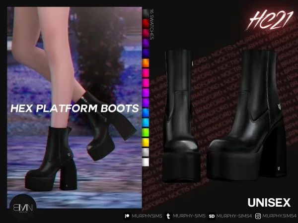 Alpha Hex Platform Boots [HC21] by bradford - The Sims 4 Custom Content