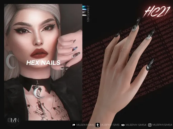 Alpha Hex Nails [HC21] by bradford - The Sims 4 Custom Content