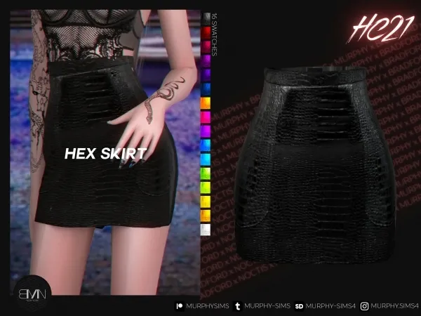 Alpha Hex Leather Skirt [HC21] by bradford - The Sims 4 Custom Content