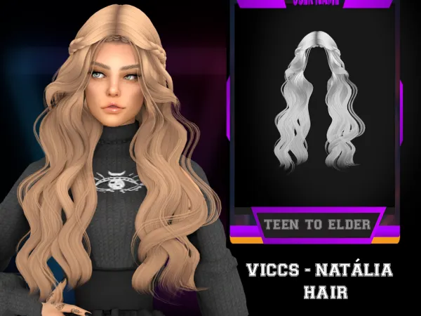 Alpha viccs_natalia hair (teen to elder) by viccs - The Sims 4 Custom Content