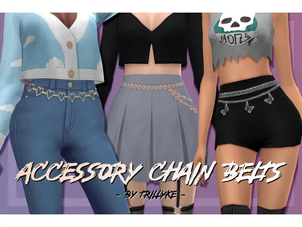 Maxis Match Accessory Chain Belts (5 styles) by Trillyke_ - The Sims 4 Custom Content