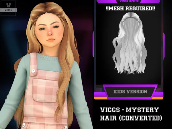 Alpha VICCS_NIGHTCRAWLER MYSTERY HAIR FOR KIDS by viccs - The Sims 4 Custom Content