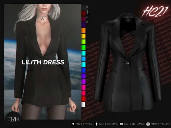 Alpha Lilith Leather Blazer Dress [HC21] by bradford - The Sims 4 Custom Content
