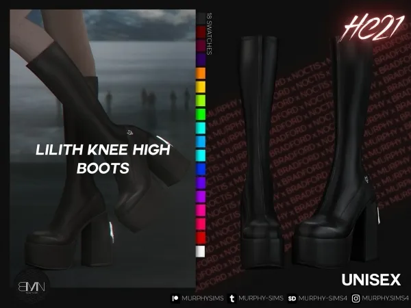 Alpha Lilith Knee High Boots [HC21] by bradford - The Sims 4 Custom Content