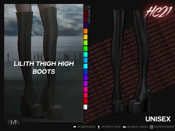 Alpha Lilith Thigh High Boots [HC21] by bradford - The Sims 4 Custom Content