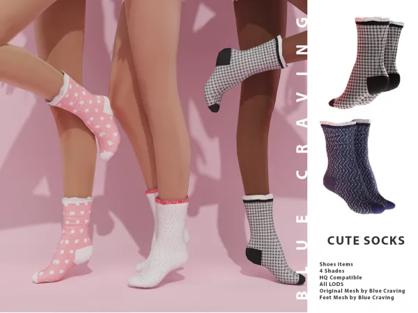Alpha Cute Socks by Blue Craving - The Sims 4 Custom Content