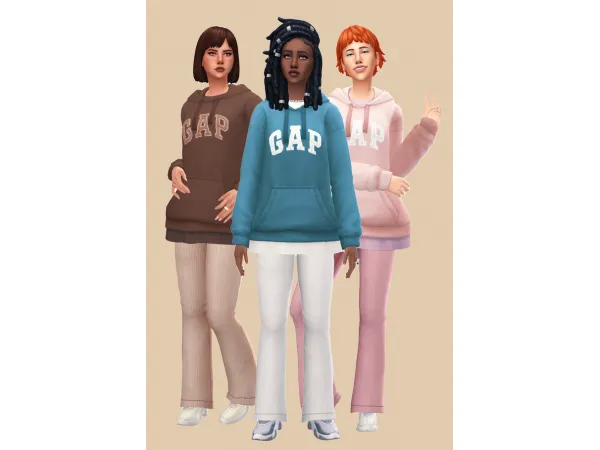Maxis Match Oversized Gap Hoodie Incheon Arrivals Recolor by halfblobwitch - The Sims 4 Custom Content