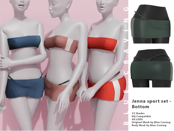 Alpha Blue Craving Jenna Sport set Skirt by bluecraving - The Sims 4 custom content