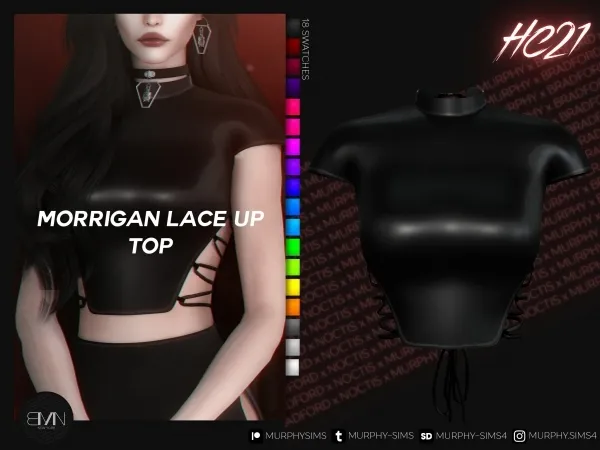 Alpha Morrigan Lace Up Top [HC21] by bradford - The Sims 4 Custom Content
