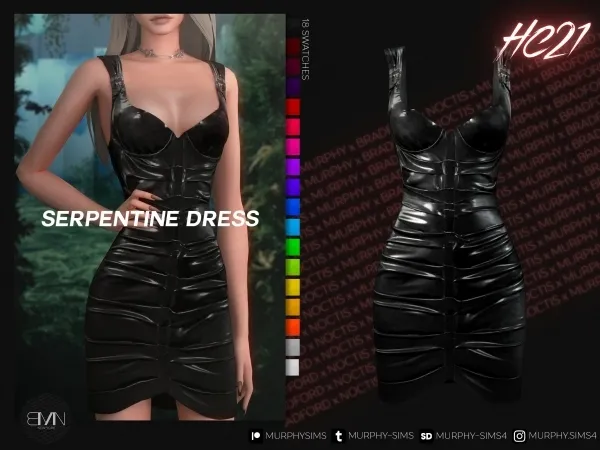 Alpha Serpentine Latex Bustier Dress [HC21] by bradford - The Sims 4 custom content