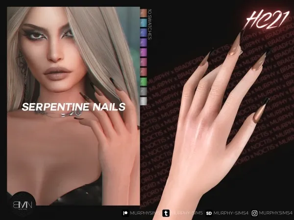 Alpha Serpentine Nails [HC21] by bradford - The Sims 4 Custom Content