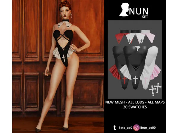 Alpha Nun Set by simsfinds - The Sims 4 Custom Content