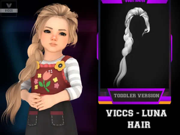 Alpha VICCS_LUNA HAIR TODDLER VERSION by viccs - The Sims 4 Custom Content