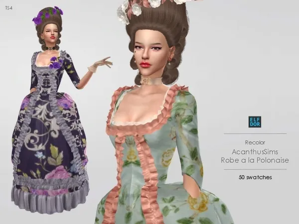 Alpha AcanthusSims Robe a la Polonaise RC by elfdor - The Sims 4 Custom Content