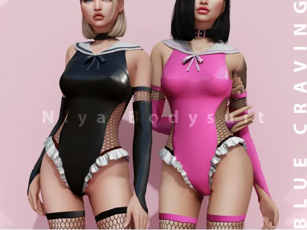 Alpha Blue Craving Niya Bodysuit by bluecraving - The Sims 4 custom content