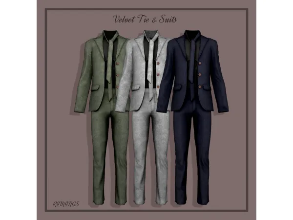 Alpha [RIMINGS] Velvet Tie Suits by simsfinds - The Sims 4 Custom Content